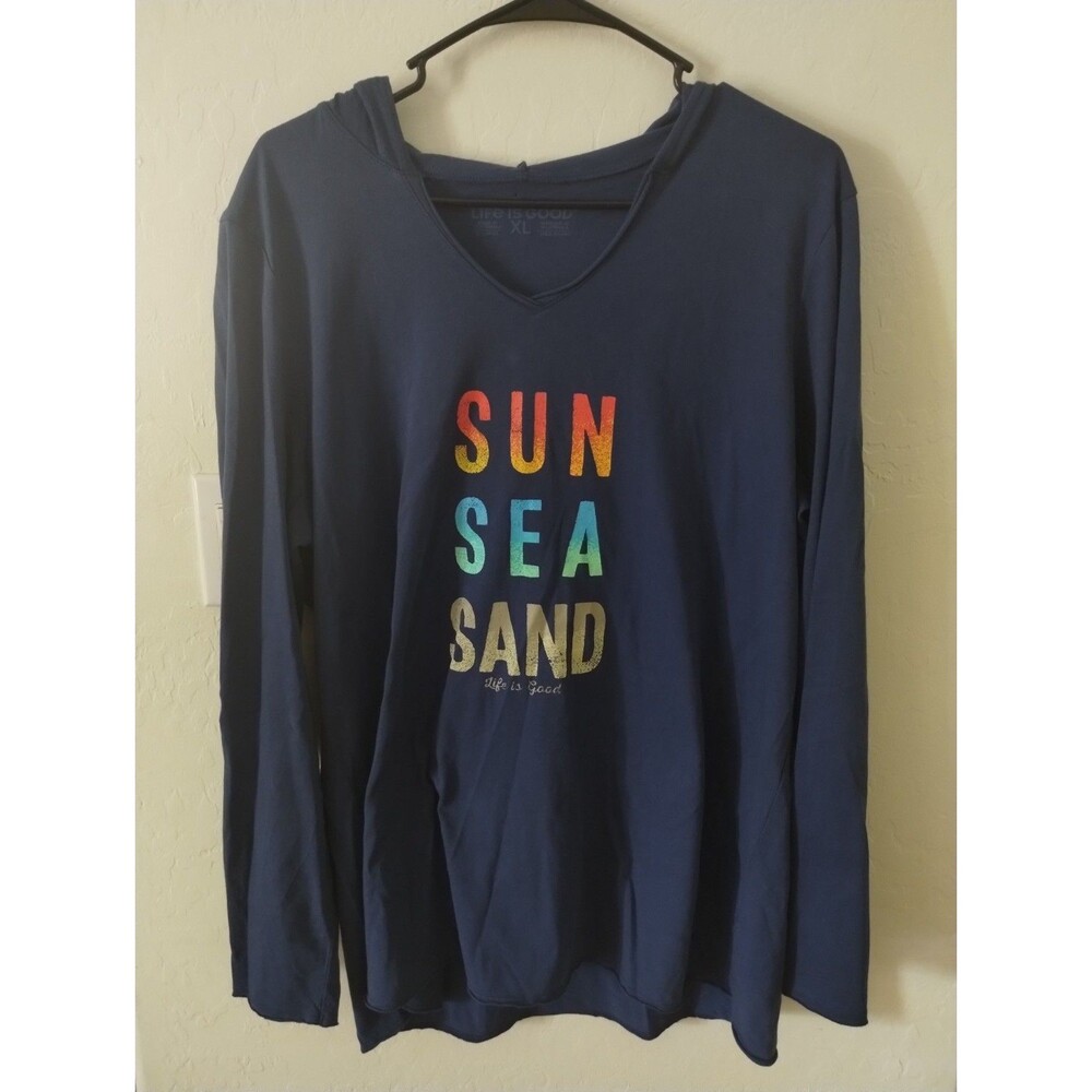 Life Is Good Hooded Long Sleeve Women's T-shirt SZ XL